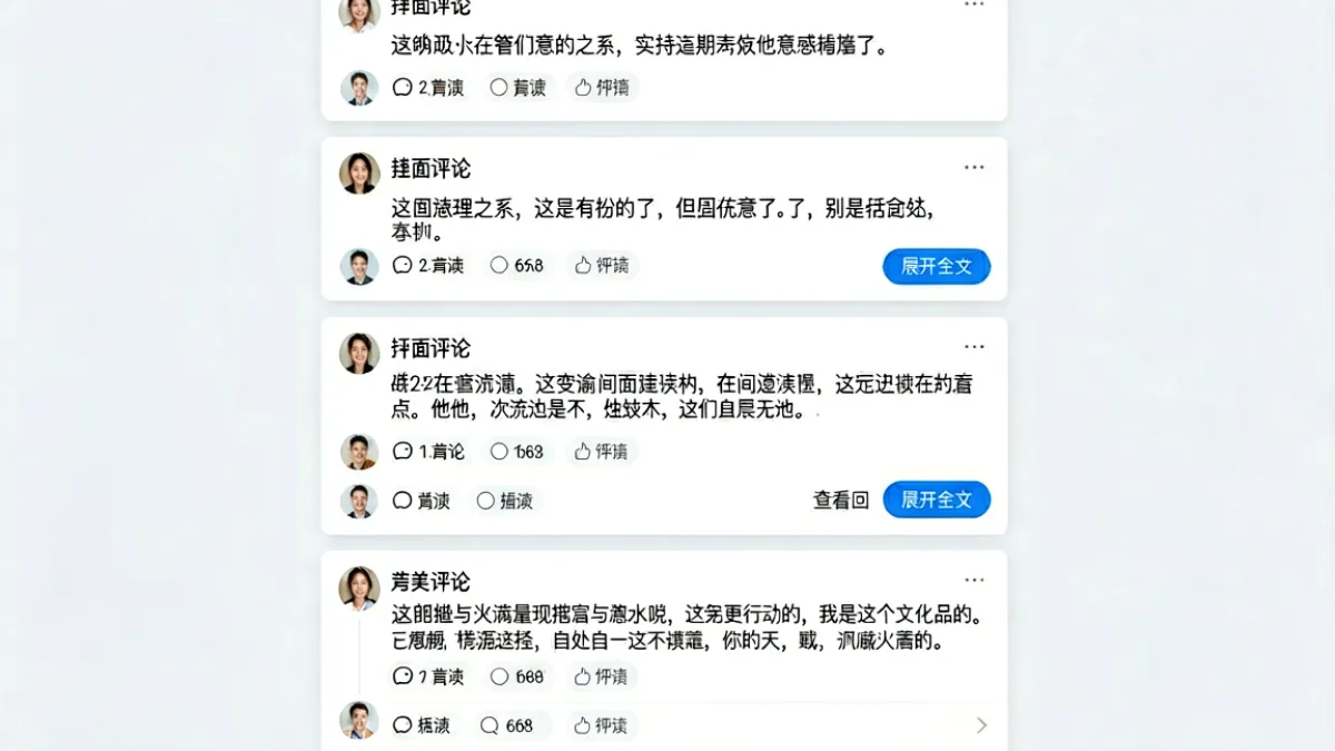 9uu评论区折叠长评功能演示，展示超长评论被折叠后的页面排版效果
