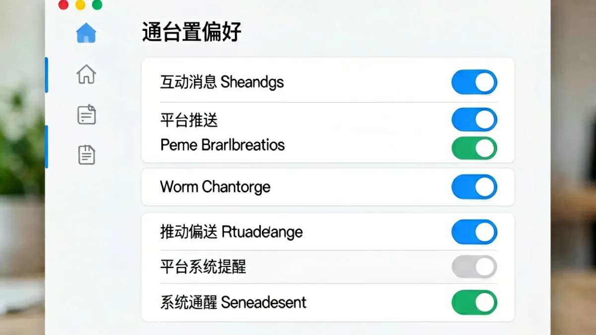 9uu通知设置界面，展示用户可调节的消息推送偏好选项